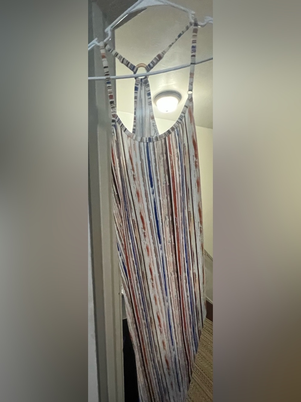 🌹4/35 Striped Maxi Skirt in White with Blue and Brown Stripes